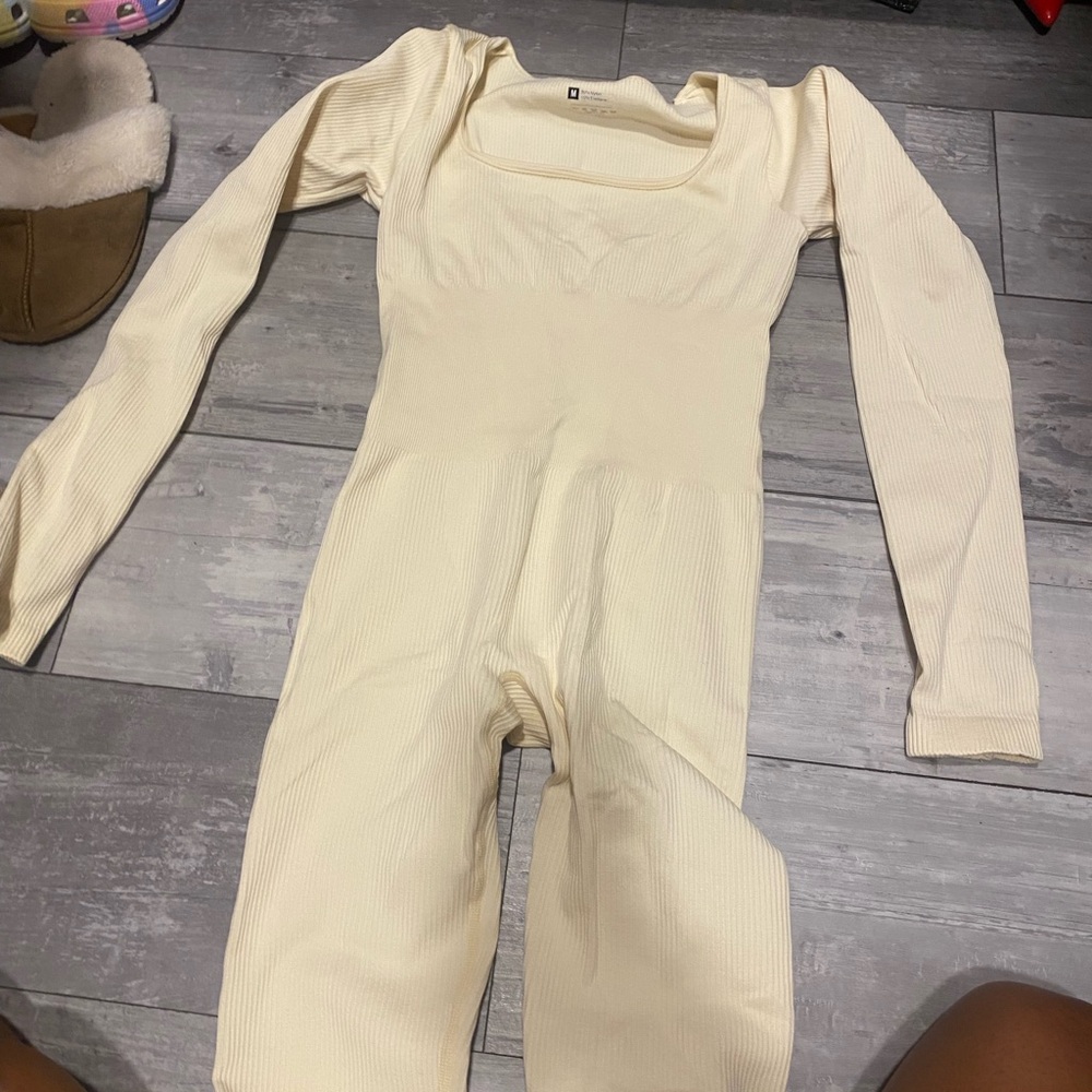Cream Long Sleeve Jumpsuit